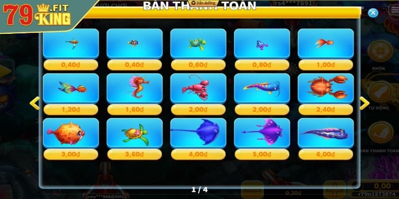 Bắn Cá Rồng Vàng 79KING - Thử Sức Săn Cá Đỉnh Cao Thưởng Lớn 3 Các loại cá trong Bắn Cá Rồng Vàng 79KING